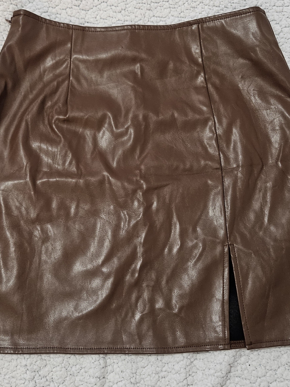 SHEIN Chocolate Brown Faux Leather Mini Skirt